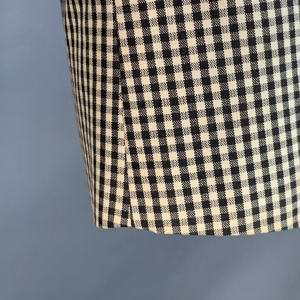 AGNÈS B. Size 42 Cream Black Gingham Cotton Slim Fit Notch Lapel Sport Coat